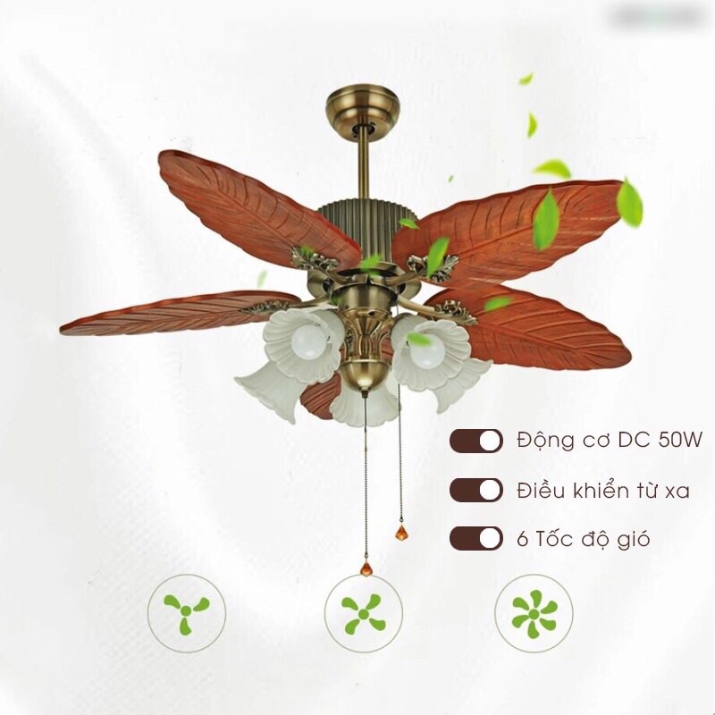 QUẠT TRẦN LÁ CỌ 5 CÁNH HÀNG CHÍNH HÃNG