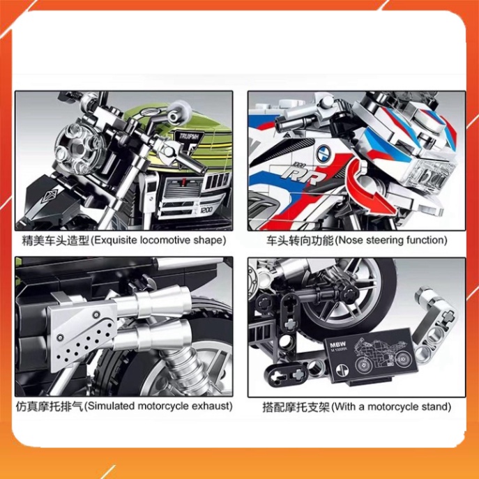 Bộ lắp ráp LeGOO xe máy kawasaki phân khối lớn, xếp hình moto hàng tốt