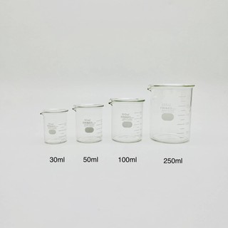 Cốc đong thủy tinh (cốc đốt thấp thành, iwaki nhật, 30ml, 50ml, 100ml, 250ml)(hỏa tốc)