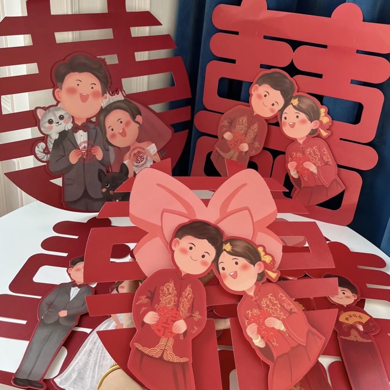 Chữ Hỷ 3D Trang Trí Phòng Cưới Tân Hôn, Xe Hoa, Đám Cưới, Tiệc Cưới Trung Hoa, Song Hỷ 3D