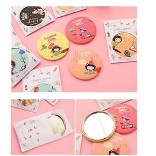 Gương Tròn Mini Xinh Xắn, Nhiều Mẫu, Viền Kim Loại - gương trang điểm