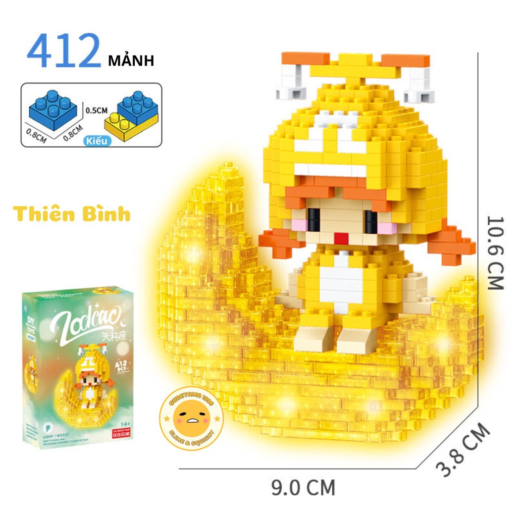 Lego mini Mô hình lắp ráp các nhân vật hoạt hình 12 Cung Hoàng Đạo có đèn LED