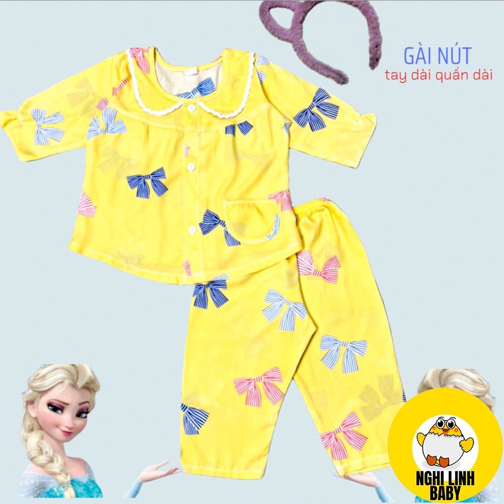Đồ lanh bé gái, bộ tole cho bé mặc nhà tay dài quần dài cài nút từ 6-25kg - Nghi Linh Baby