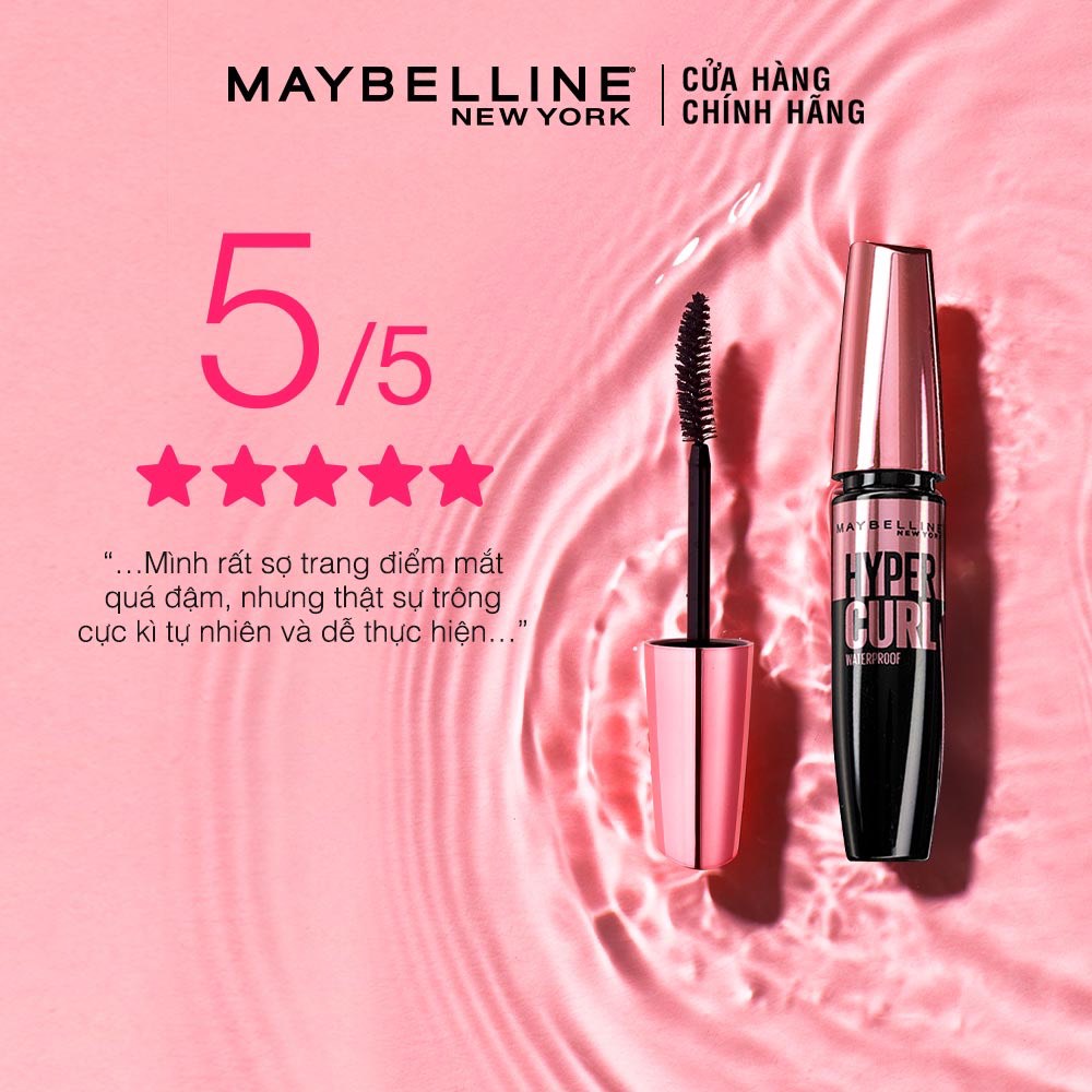 [MAYBELLINE NEW YORK] Mascara Dài Và Cong Mi Hyper Curl Waterproof Chuốt Mi Đen 9.2/4.5/3ml