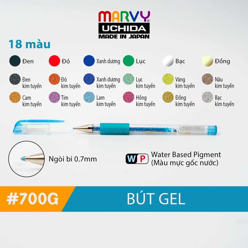Bút gel có nắp Marvy Uchida 700G ngòi 0.7mm