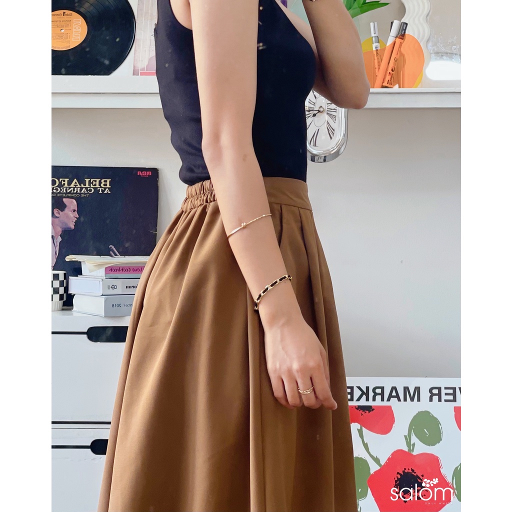 Chân váy xếp ly vintage lưng chun SALOM Shp08
