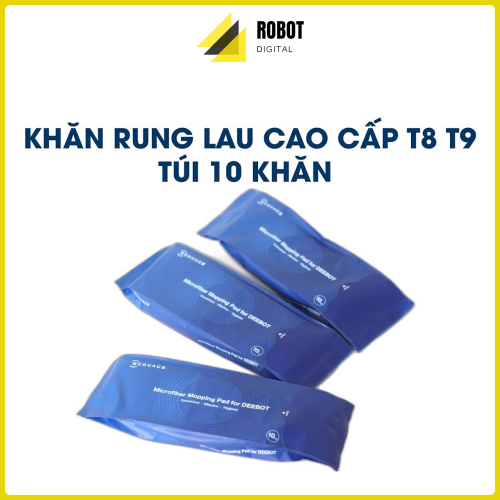 Combo Túi 10 Khăn Lau Rung Chính Hãng Robot Hút Bụi Ecovacs Deebot T8, T8 Aivi, T8 Power, T8 Max, T9, T8 Plus T9 Plus