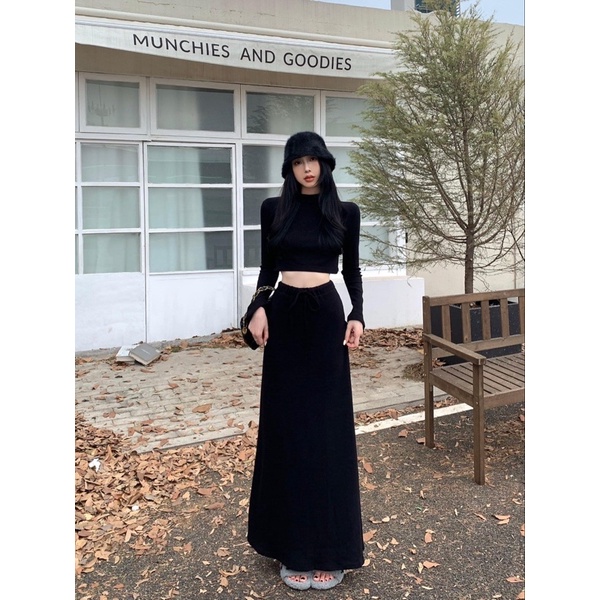 Set áo co lo + chân váy dài