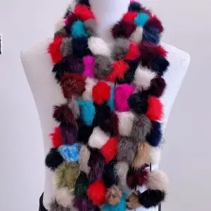 Khăn Choàng Lông Thỏ Dài Màu Cầu Vồng Thoải Mái Ấm Áp Hợp Thời Trang Cho Cặp Đôi