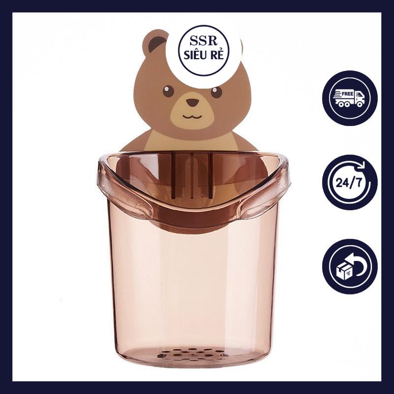 Ly Cốc Dán Tường Hình Gấu Nâu Đựng Bàn Chải, Kem Đánh Răng, Đồ Dùng Nhà Tắm  ssr