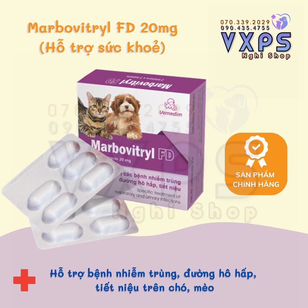 Vemedim Marbovitryl FD dùng cho chó, mèo, gà đá v.i.ê.m hô hấp, tiết n