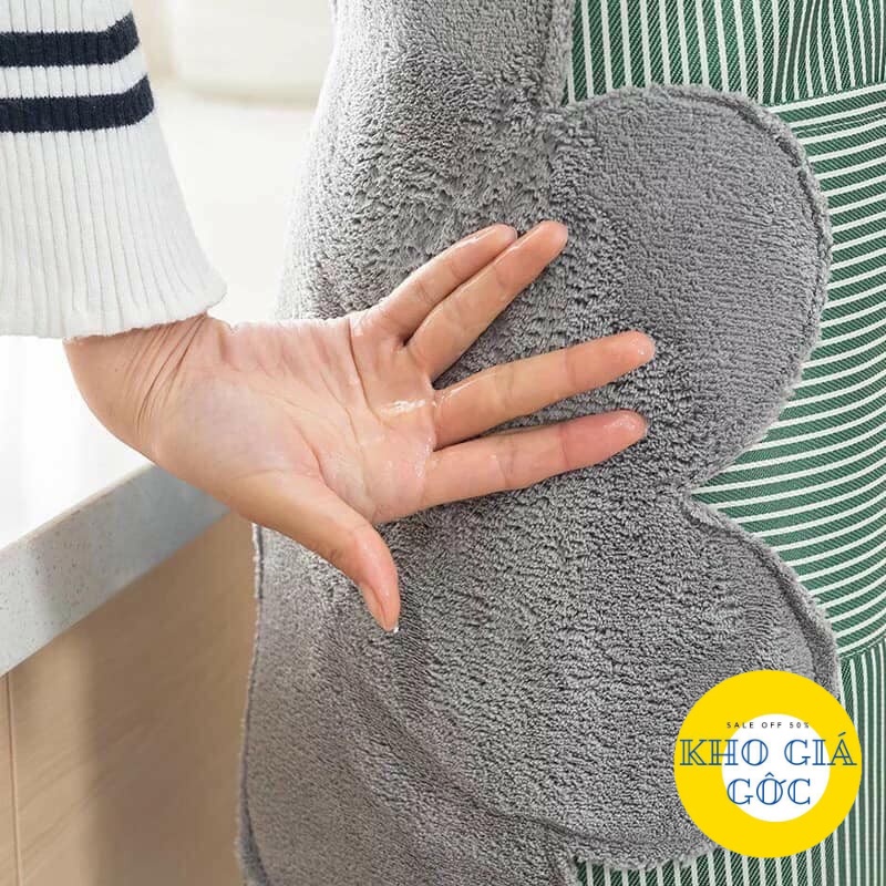 Tạp dề kẻ hoa có khăn lau tay bên hông, tạp dề chống thấm nước (GIAO MÀU NGẪU NHIÊN)