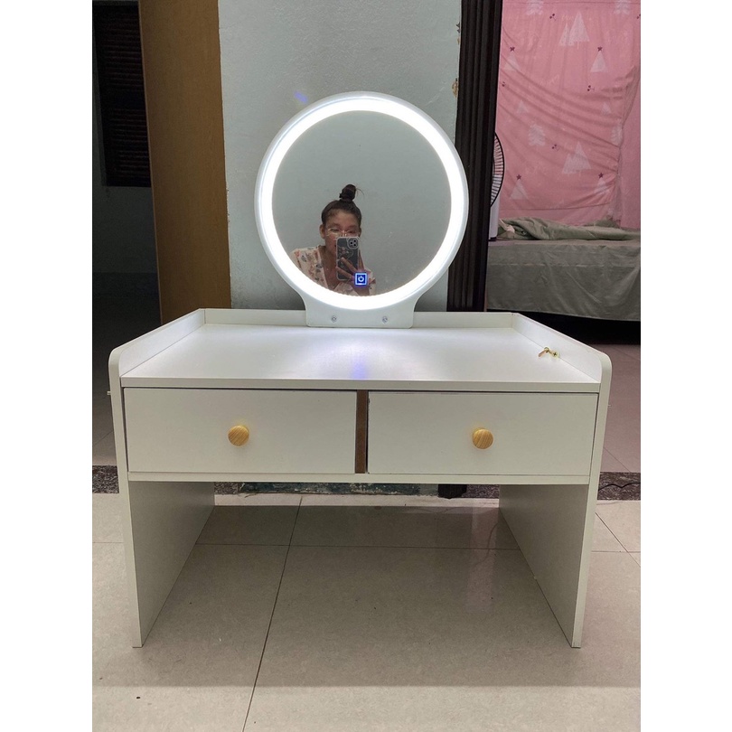 Bàn trang điểm có đèn LED MANZI DECOR trang trí phòng ngủ mã AK12 dễ dàng lắp đặt với 2 ngăn kéo rộng rãi | BigBuy360 - bigbuy360.vn