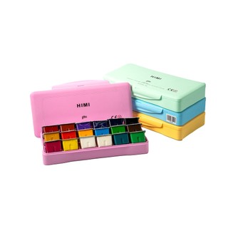 Màu Gouache HIMI bộ 18 màu hũ 30ml Gouache kèm hộp đựng màu hồng - COLORMATE