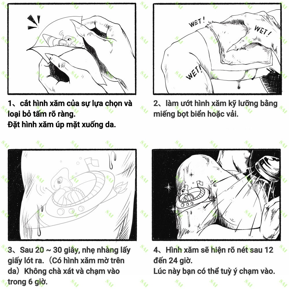 Hình xăm không trôi chủ đề con mèo ngồi trên mặt trăng, Xăm giống Inkaholic