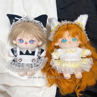 Outfit doll - Set đầm hầu gái maid tai mèo cho Doll 20cm