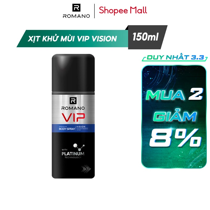 Xịt khử mùi cao cấp Romano Vip Vision 150ml