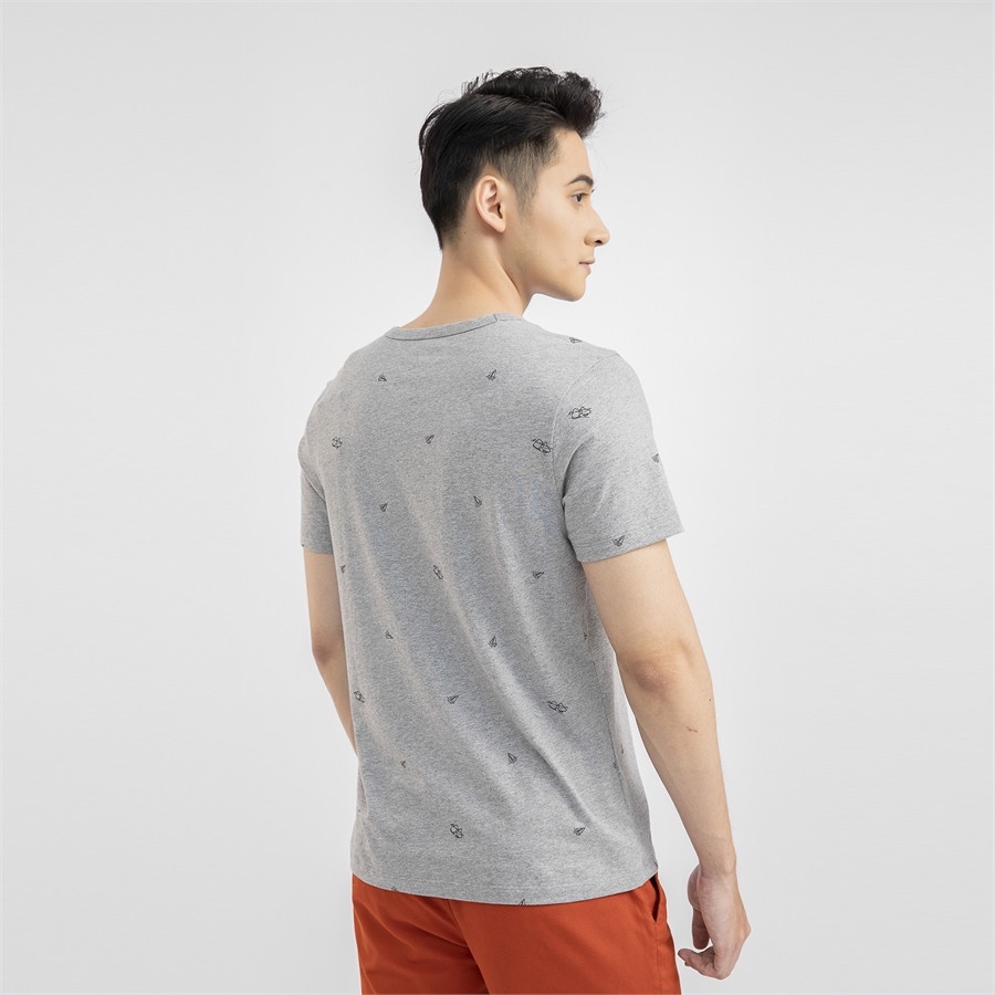 Áo cộc tay cổ tròn Aristino 100% cotton thấm hút mồ hôi form rộng  ATS030S1 màu xám