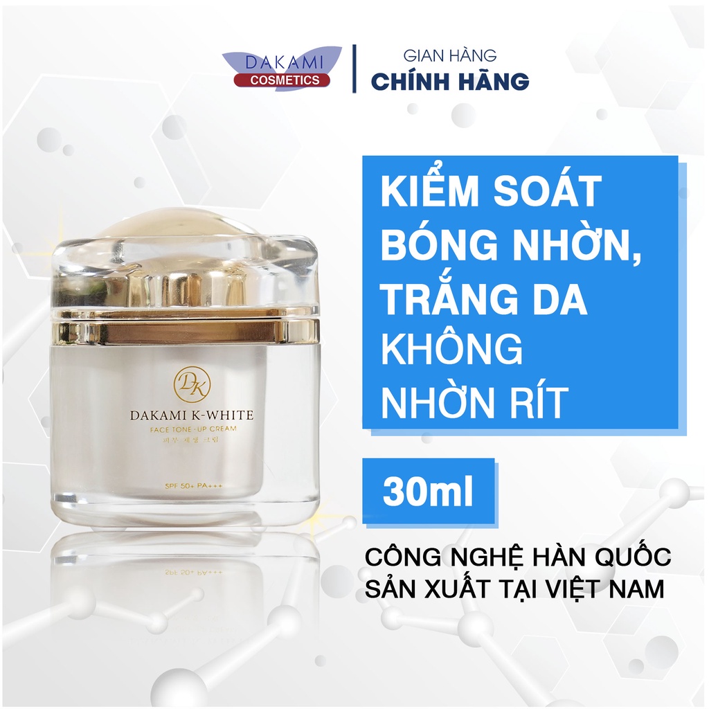 Kem Dakami K-White SPF50/ PA++, dưỡng trắng da mặt, chống nắng, giảm thâm, mờ nám hộp 30g