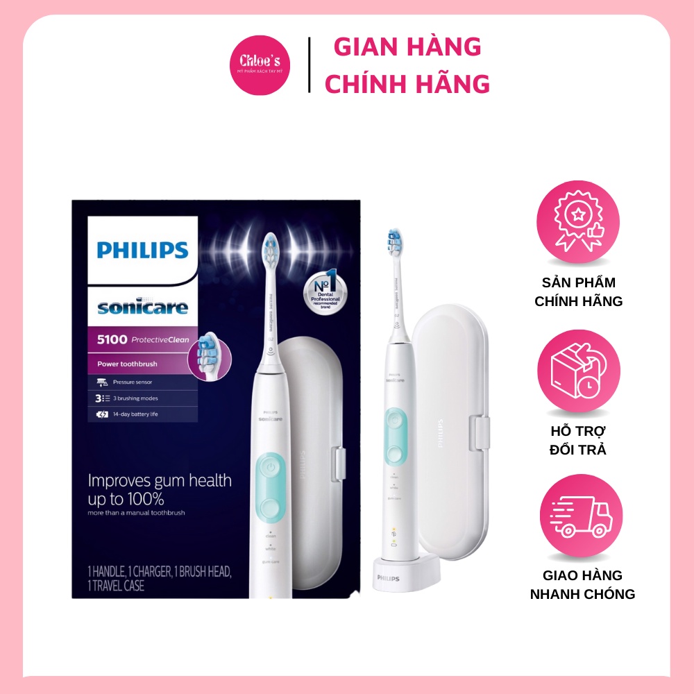 Bàn Chải Điện Philips Sonicare Protective Clean 4300 5100 6100 9300 - Chính Hãng Nhập Mỹ -
