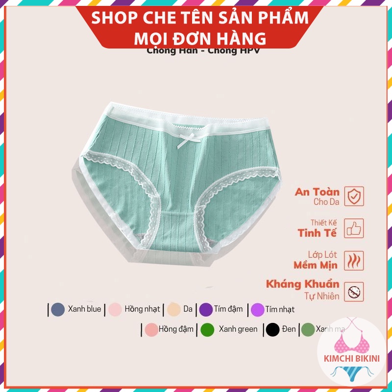 Quần lót nữ Cotton nơ viền ren siêu cute KIMCHIBIKINI chip mềm mại thoáng mát xinh đẹp dễ thương QL085