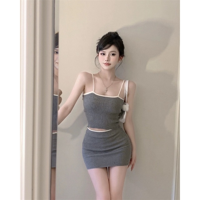 DORÉE - Set áo dệt kim + chân váy ngắn ôm body