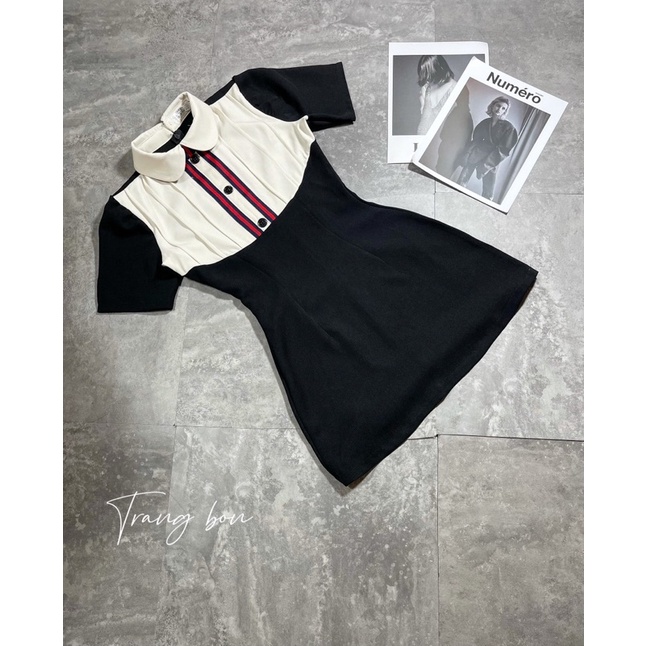 Váy Tiểu Thư Nơ Viền Đỏ TB