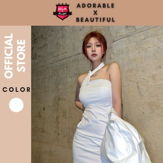 [Ảnh Thật] Đầm Body Trắng Ôm Cổ Yếm Phong Cách Sexy Quyến Rủ [AdorablexBeautiful]