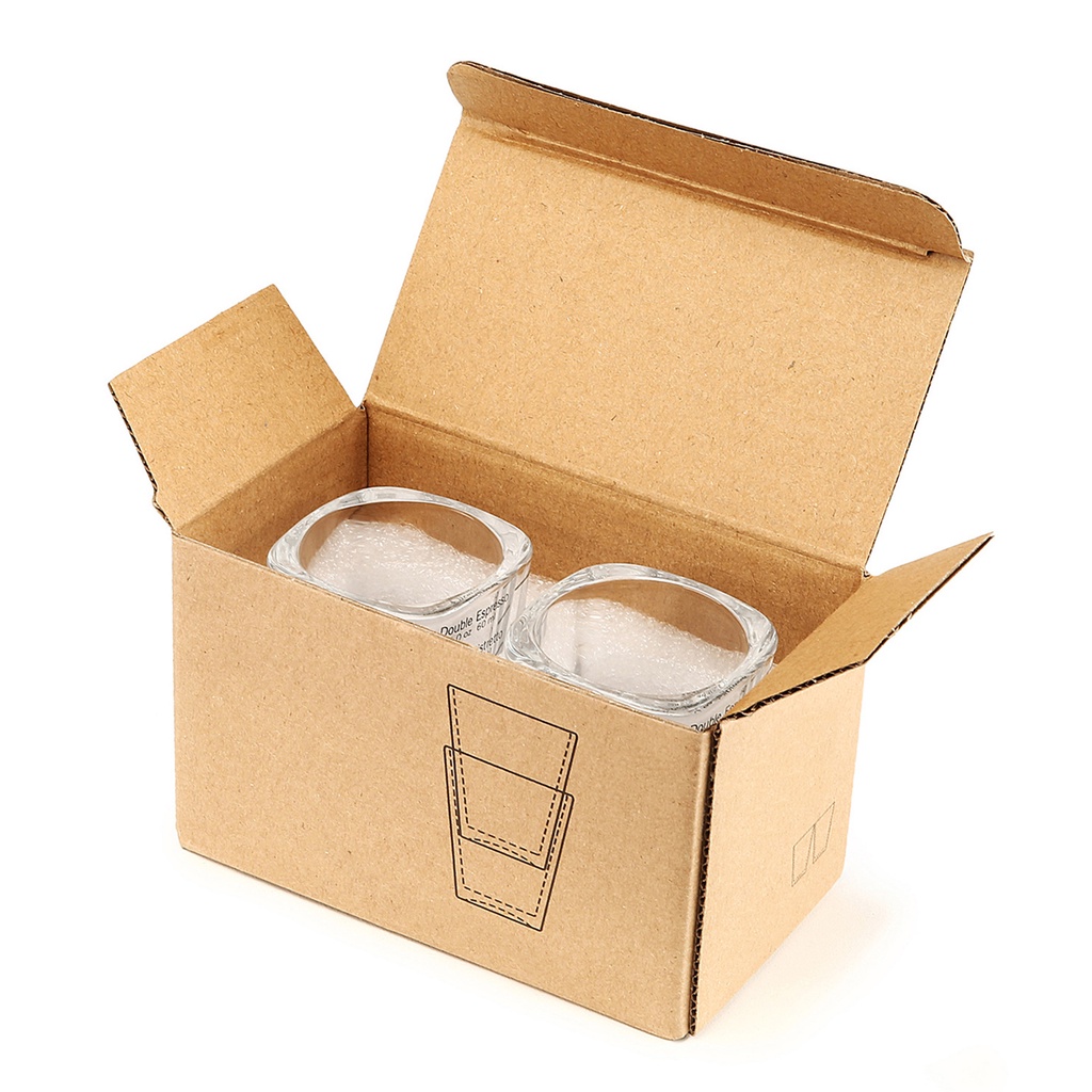 Shamjina Set 2 cốc đo lường bằng thủy tinh dày dặn hình vuông chuyên dụng cho nhân viên pha chế cà phê 60ml