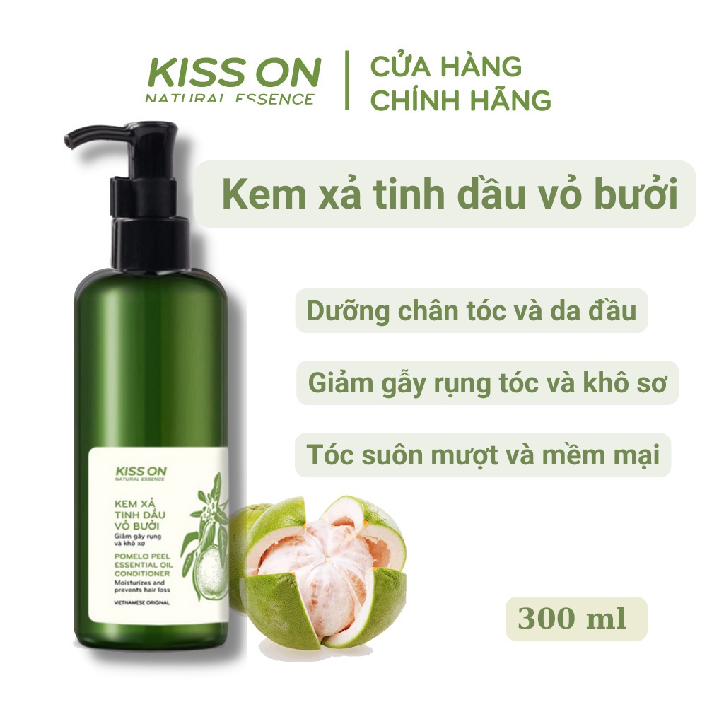 Kem xả tinh dầu vỏ bưởi KISS ON 300ml kích thích mọc,giúp giảm gãy rụng, giảm khô xơ, phục hồi hư tổn giúp tóc suôn mượt