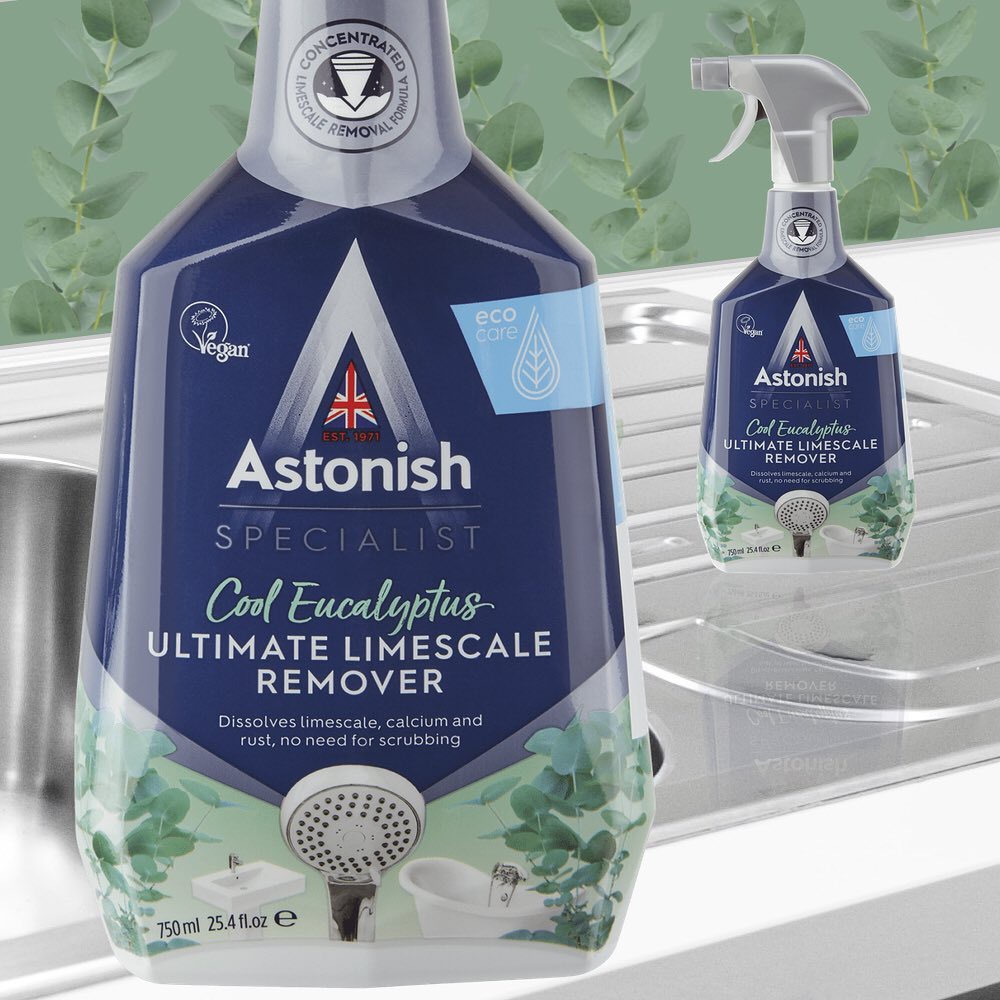 Bình xịt tẩy rửa, vệ sinh cặn canxi thiết bị inox nhà tắm hương bạch đàn Astonish C6940