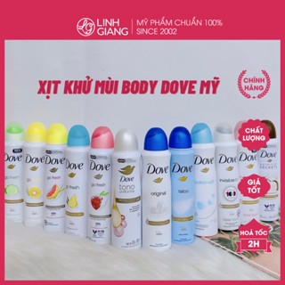 Xịt khử mùi cơ thể body nữ Dove Mỹ dưỡng ẩm hương thơm tươi mát lưu hương 48H Linh Giang chính hãng