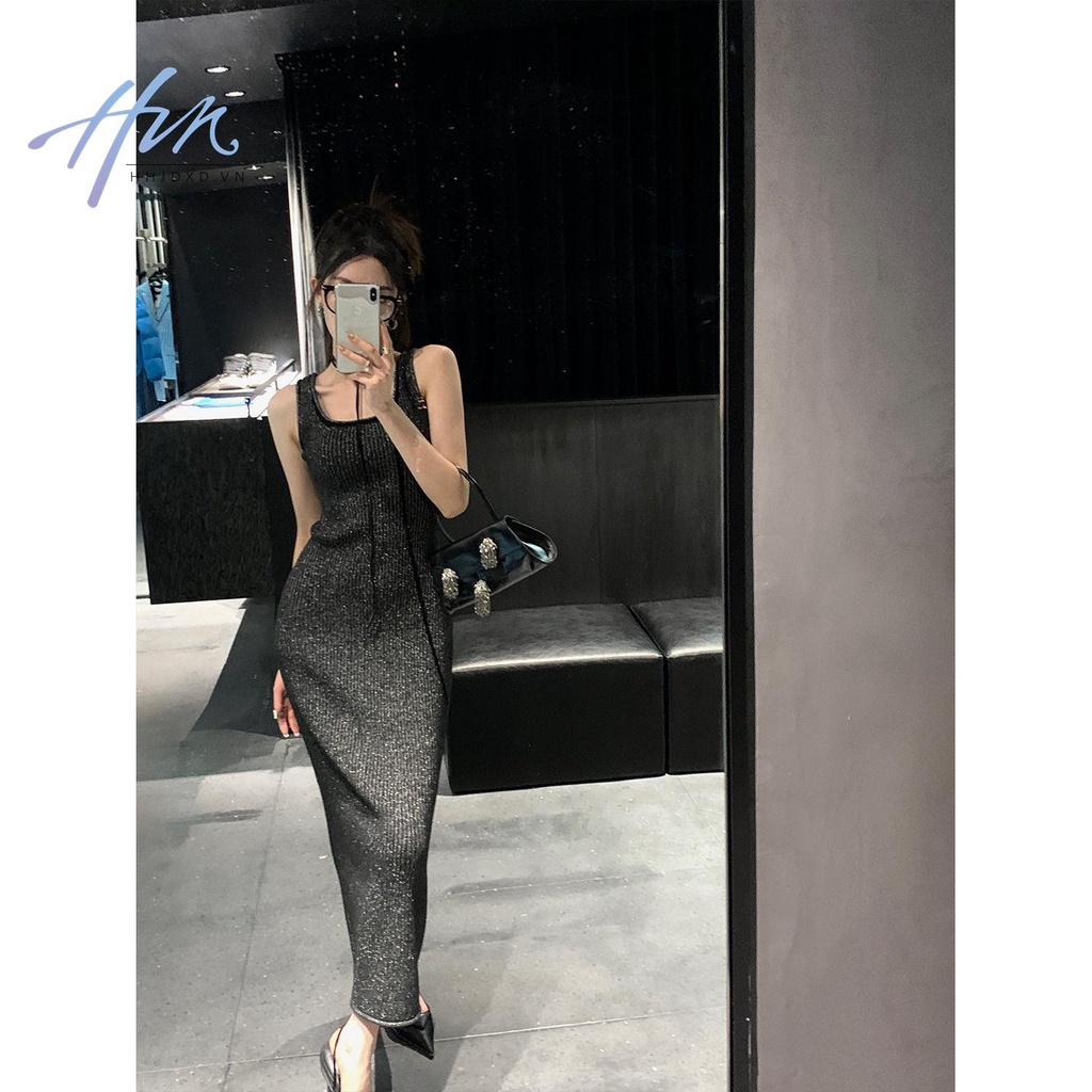 Đầm Hai Dây Dệt Kim Dáng Dài Thời Trang Mùa Xuân Dành Cho Nữ