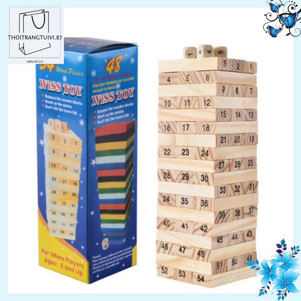 Đồ Chơi Rút Gỗ Cho Bé 54 Thanh - 48 Thanh (Size nhỏ và Size to) -thoitrangtuivi87