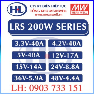 Nguồn meanwell lrs-200-3.3, lrs-200-4.2, lrs-200-5, lrs-200-12, lrs-200-15,lrs-200-24, lrs-200-36, lrs-200-48