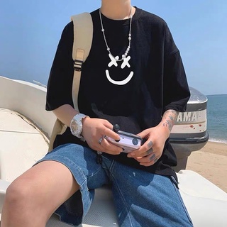 Áo thun unisex tay lỡ form rộng , áo phông nam nữ form rộng chất cotton mát mịn thấm hút mồ hôi in hình mặt cười