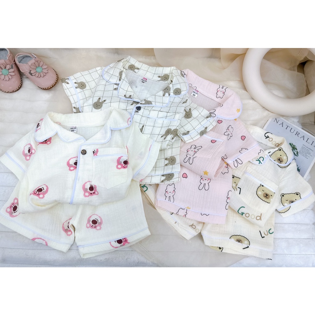 Đồ ngủ, bộ pijama chất Musilin Organic họa tiết ngộ nghĩnh cho bé trai, bé gái