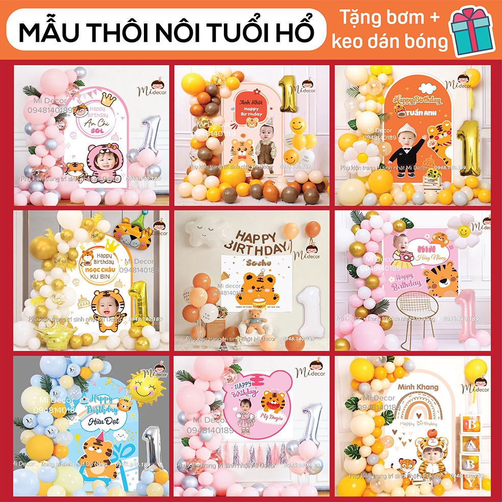 Trang trí Thôi nôi, sinh nhật cho bé tuổi hổ (nhiều mẫu)
