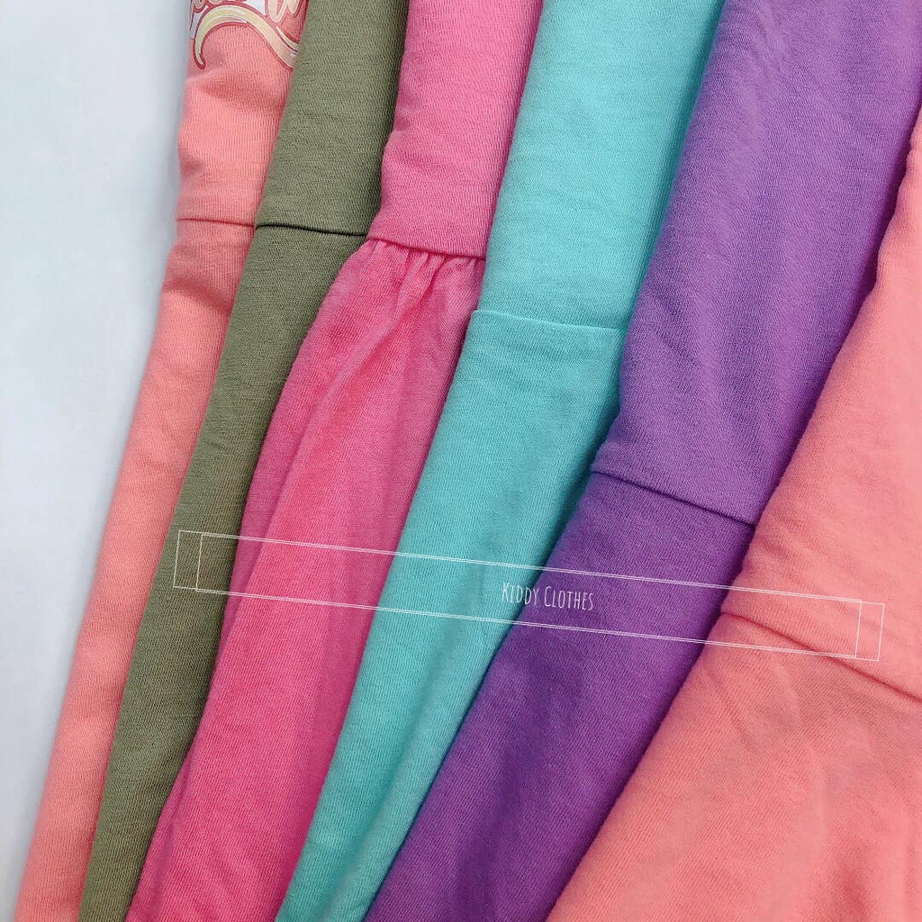 Váy cotton bé gái mặc hè thoáng mát size nhí màu sắc tươi sáng mẫu trơn và họa tiết/Đầm cotton mặc hè bé gái