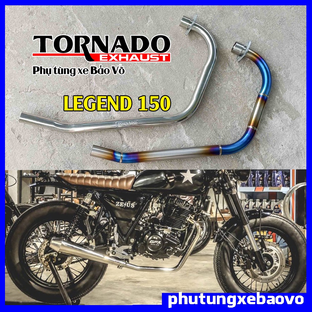 Cổ pô GPX LEGEND150 thương hiệu TORNADO chất liệu TITAN VÀ INOX 304