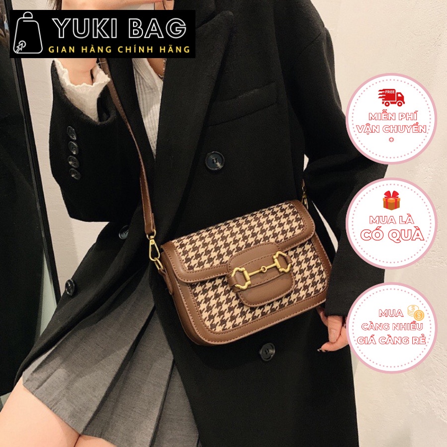 Túi xách nữ đeo chéo,đeo vai,kẹp nách,Họa tiết caro Yuki Bag,đi chơi, đi làm, da đẹp, thời trang cao cấp size 22cm YB118