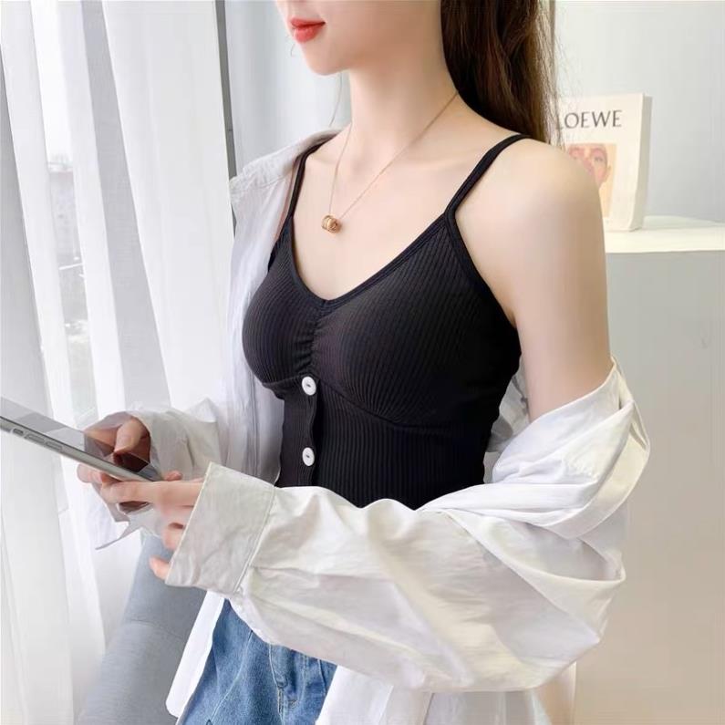 ❤️ Áo Bra Cotton Đính Khuy Mềm Dáng Lửng , Sẵn Đệm Ngực Siêu Hot Softie 6365 ❤️