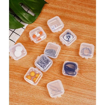 Hộp Mini Đựng Thuốc, Bông Tai, Trang Sức Nhựa Trong Bỏ Túi Du Lịch Nhỏ Gọn