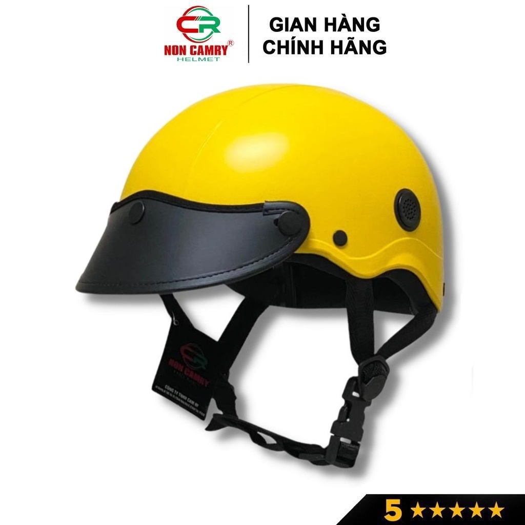 Nón bảo hiểm nửa đầu thời trang NON CAMRY, kiểu dáng nón sơn năng động trẻ trung, màu vàng nổi bật, có lỗ thông gió