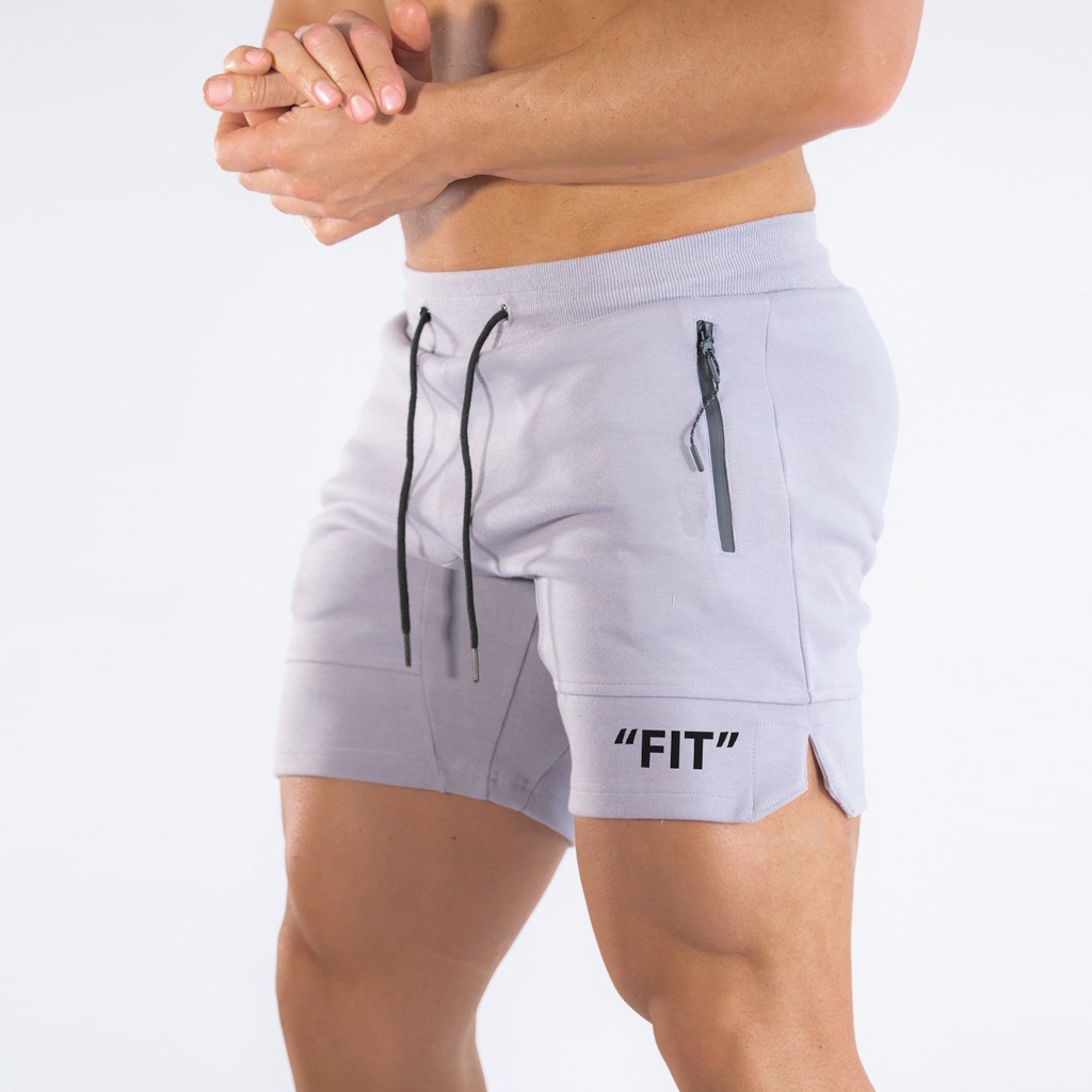 Quần short tập gym nam FIT chất vải thun lưới thể thao co dãn 4 chiều