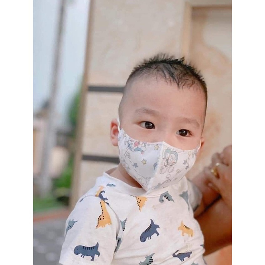 Thùng 100 chiếc Khẩu Trang 5D Kids Nhật Minh Dày Dặn gói 10 cái dành cho bé từ 1-5 Tuổi
