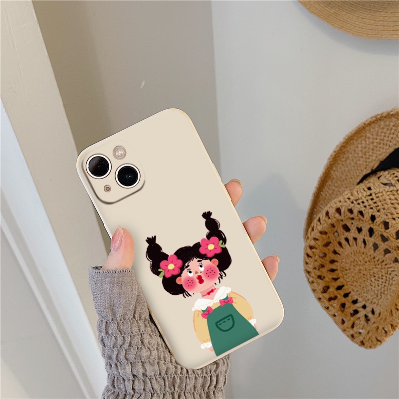 Ốp lưng iphone cô bé tết tóc biểu cảm đáng yêu 14 13 13pro 13Promax 6 6S 7 8 7Plus 8Plus IX XR XSMAX e4178