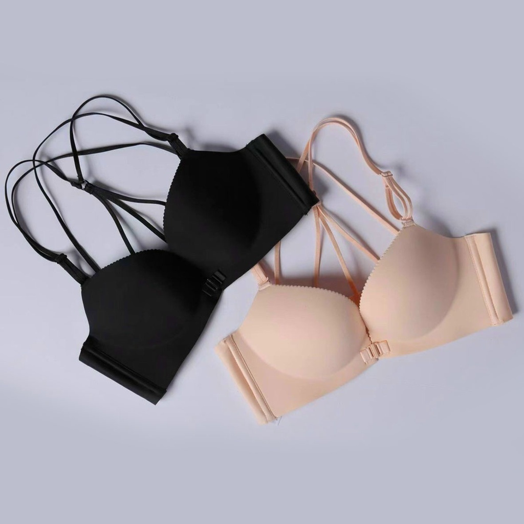 Áo ngực lót nữ su không gọng cài trước  mút 3cm  sọc giá rẻ thanh lý
