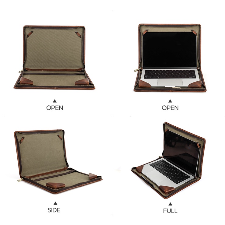 Túi Da Thật Đựng Laptop 13.3 inch Air M1 Mac Pro 13.3 '' Có Khóa Kéo Tiện Dụng