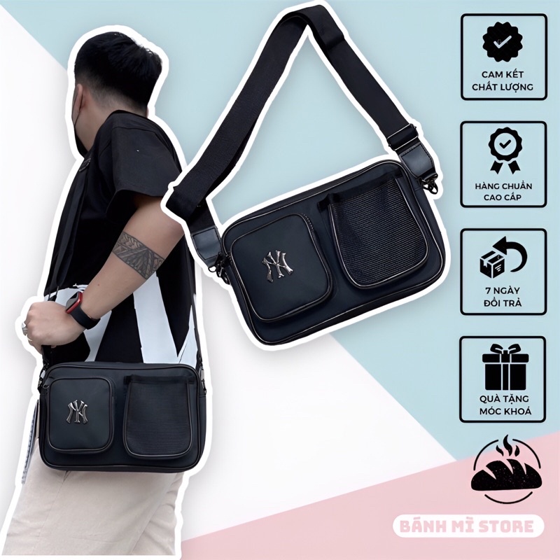Túi Đeo Chéo MLB NY Crossbag Boxman Túi Hộp Logo Kim Loại Chất Liệu Polyester Túi MLB Cao Cấp Full Tag Code